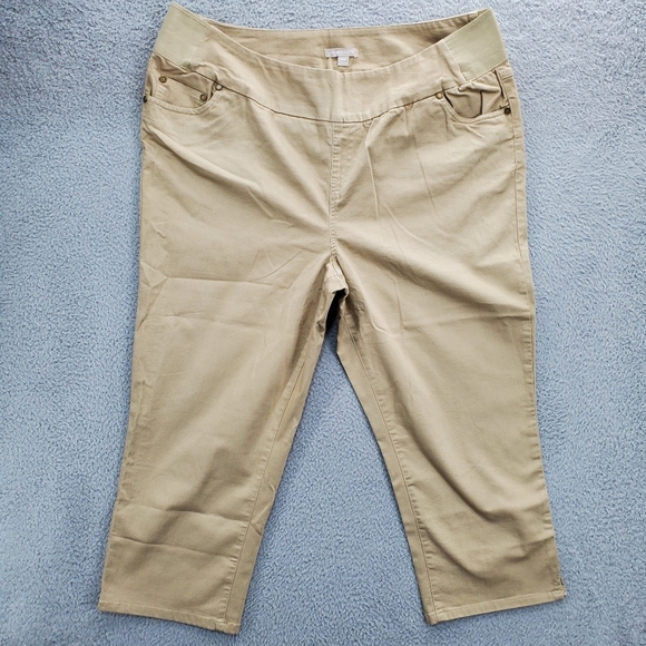 Woman Within Pull On Capri Pants Flex Waist Plus Size 20W Tan - Picture 1 of 9